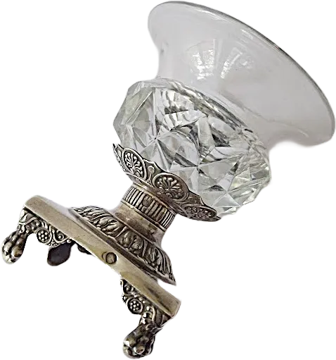 Silver And Cut Glass Salt Cellar From The Early 19th Century, Antique photo buy