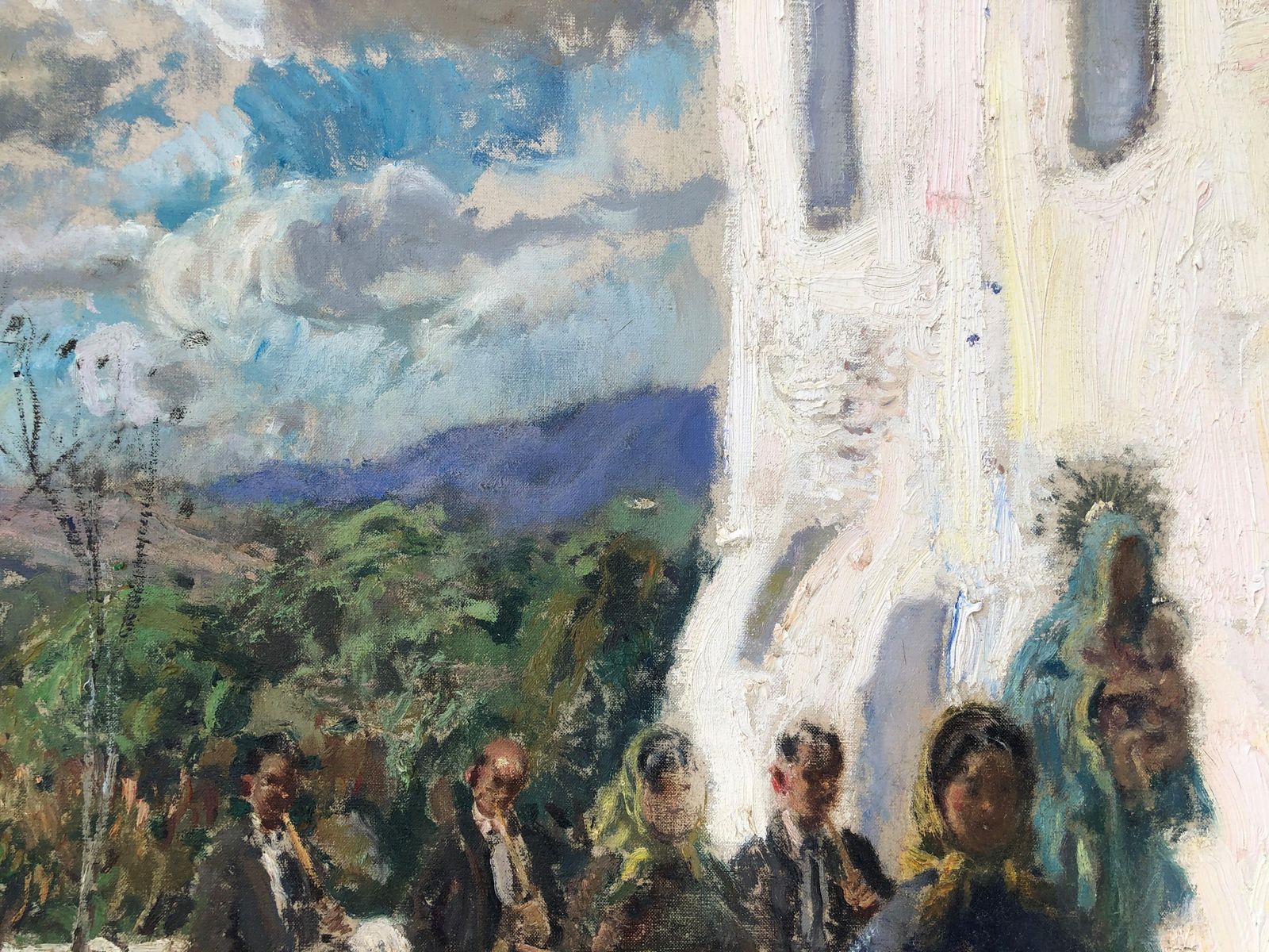 Ignacio Gil Sala Ceremony In Ibiza Spain, Original Oil Painting On Canvas 1960 photo vinterior
