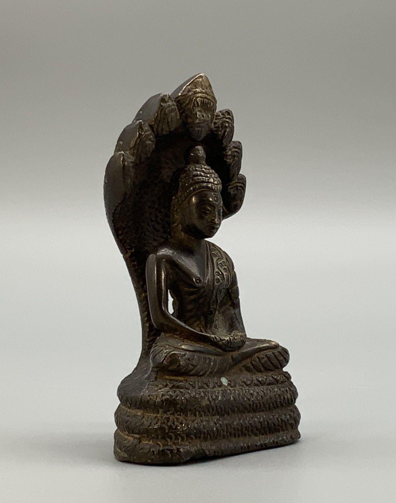 Antique Bronze Buddha Naga King, Mucalinda Sculpture Figurine Statue Early 20thc photo Art