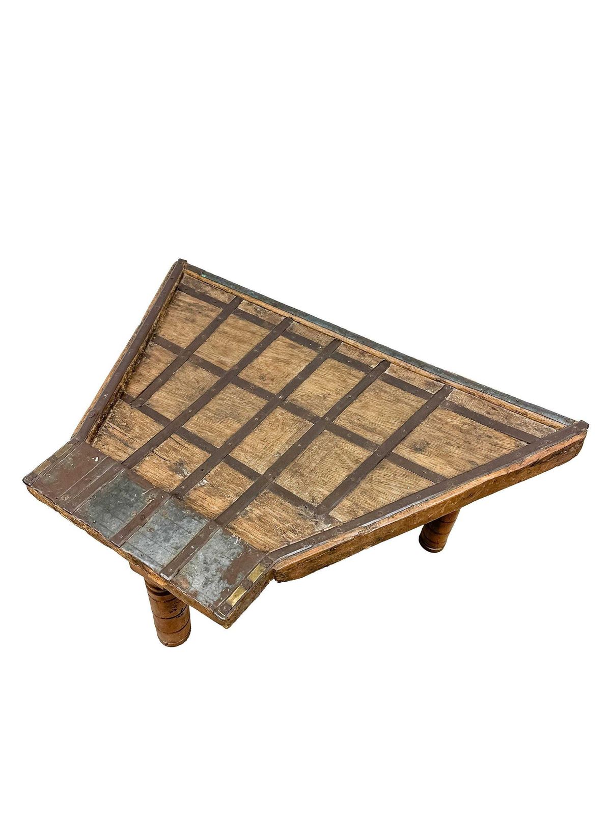 19th Century Indian Ox Cart Coffee Table With Hand Forged Iron   Reclaimed Rustic Wood