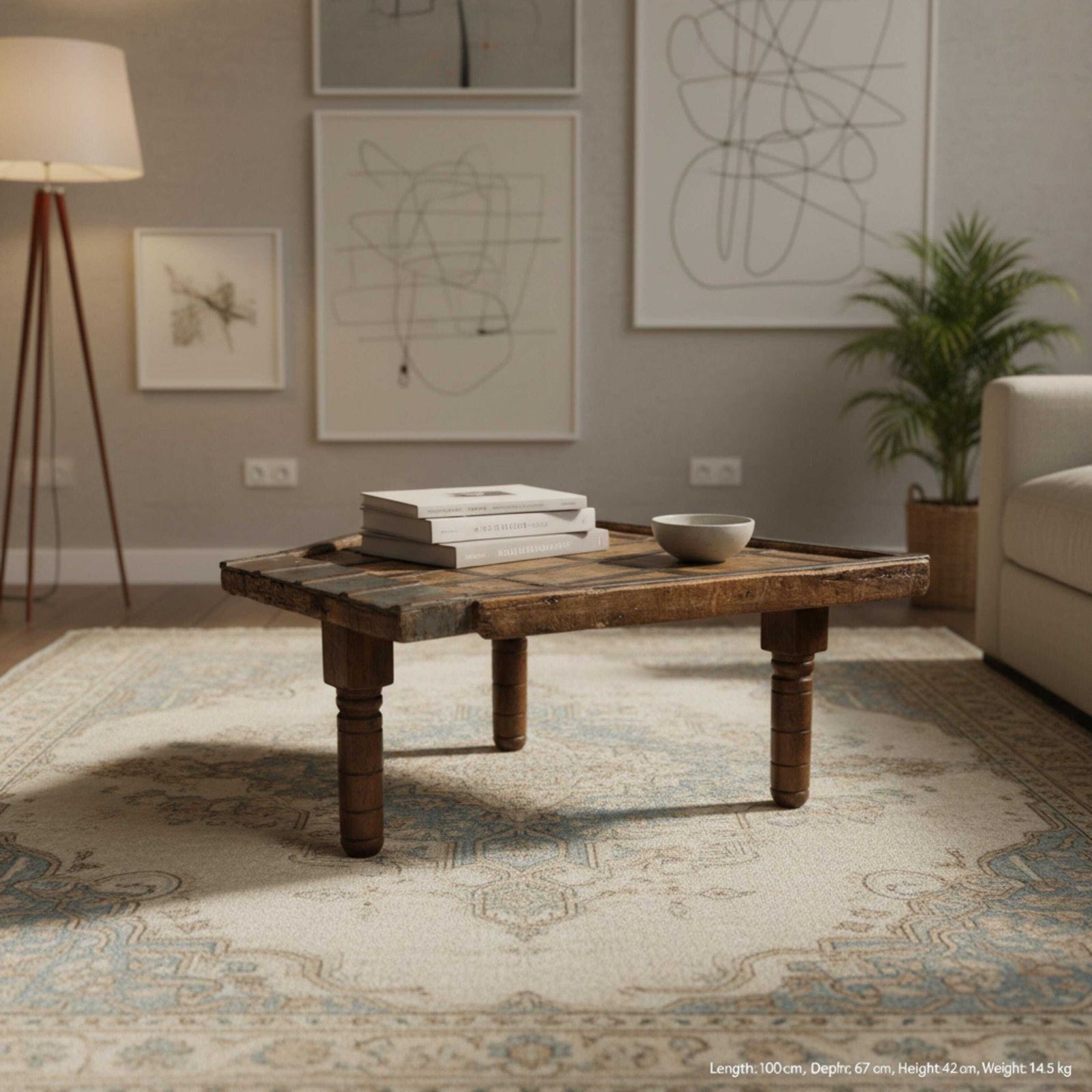 photo furniture 19th Century Indian Ox Cart Coffee Table With Hand Forged Iron   Reclaimed Rustic Wood