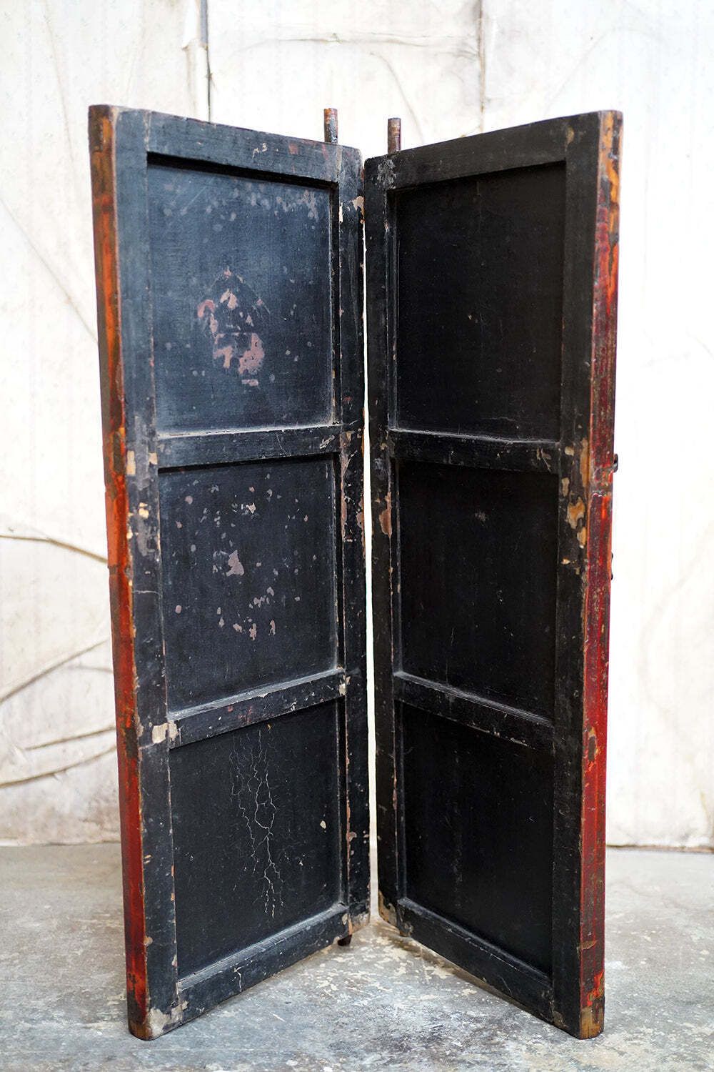 photo buy A Pair Of Late 19thc Chinese Red Lacquer Chinoiserie Cabinet Doors C.1890