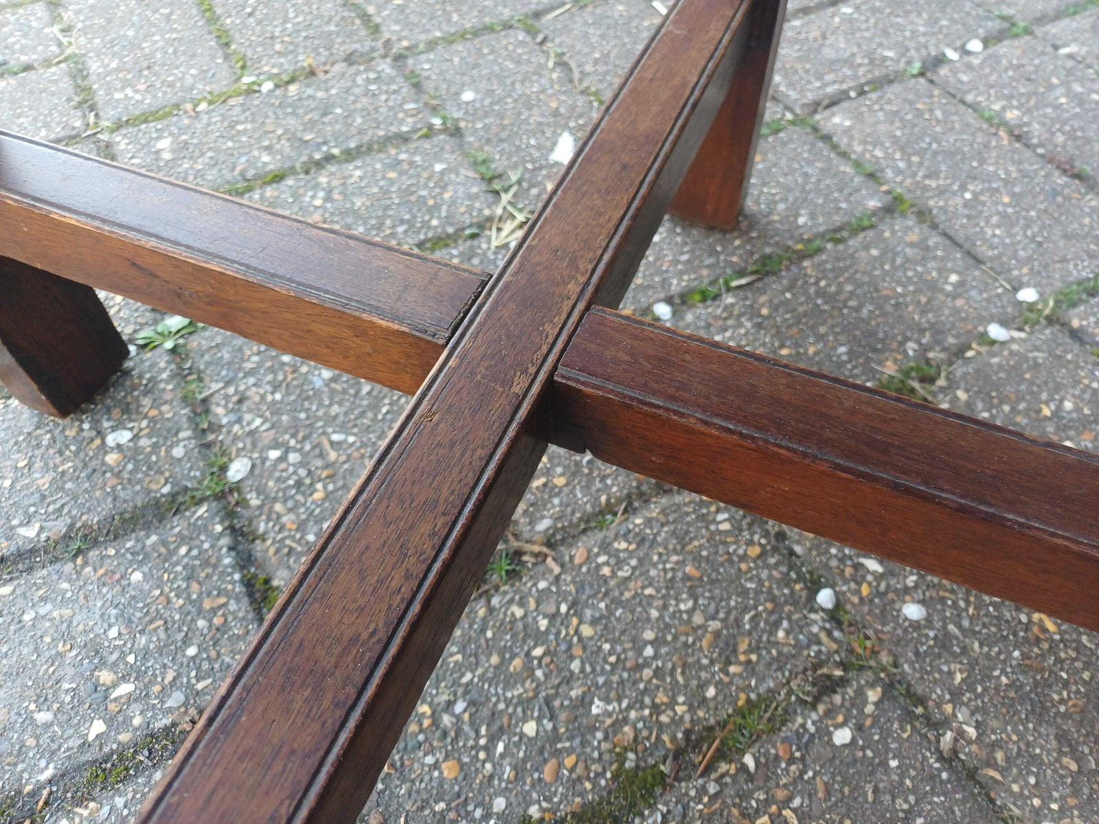 195.0 Vintage Retro 1920s–30s Oak Art Deco Occasional Or Coffee Table – Hexagonal Top, Chunky Cross Stretchers, Restored & Polished Finish photo