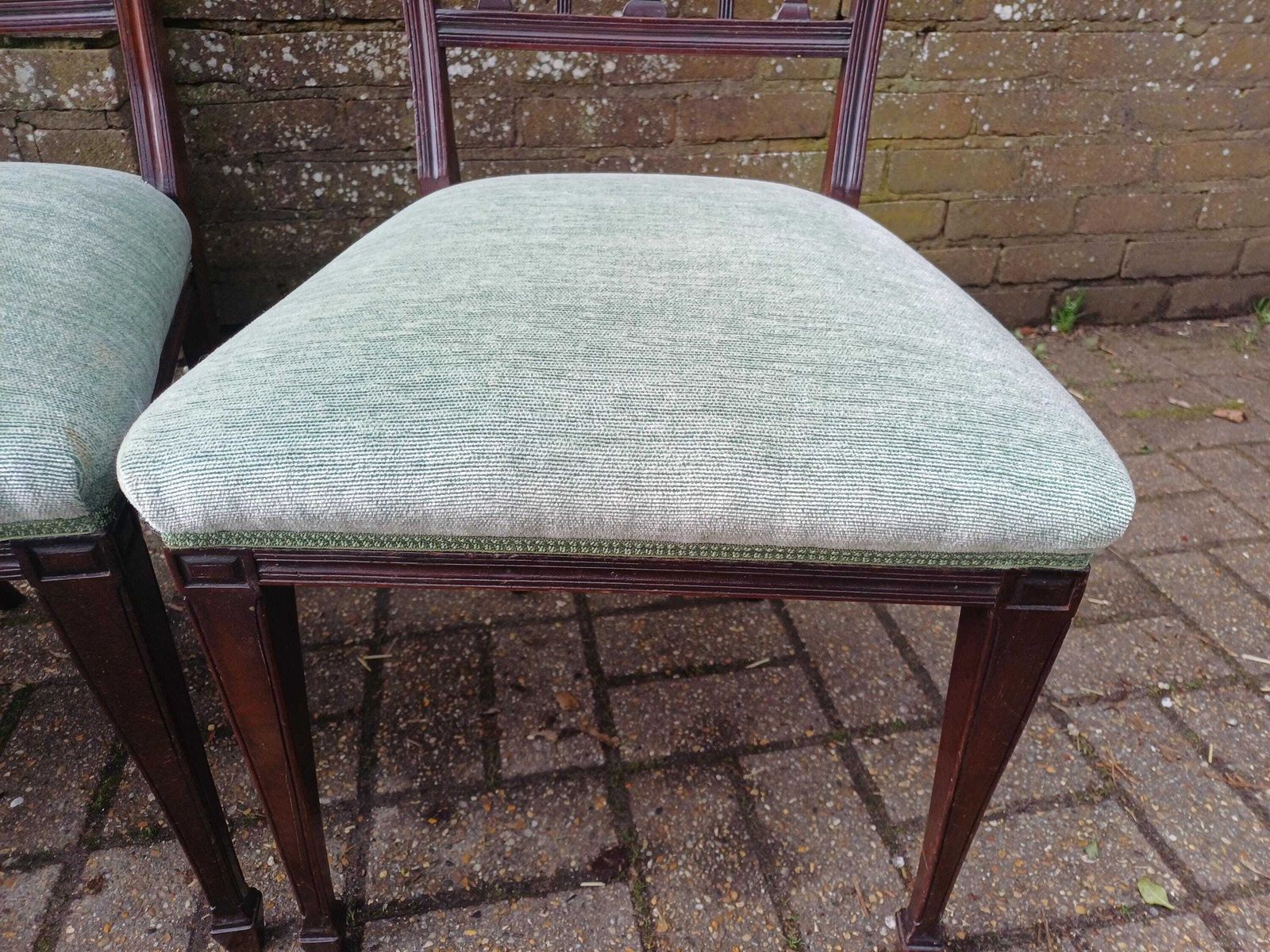 photo for sale Antique Victorian Mahogany Rosewood Dining Chairs Set Of Four Carved High Back Upholstered Seats Fine Quality English Furniture