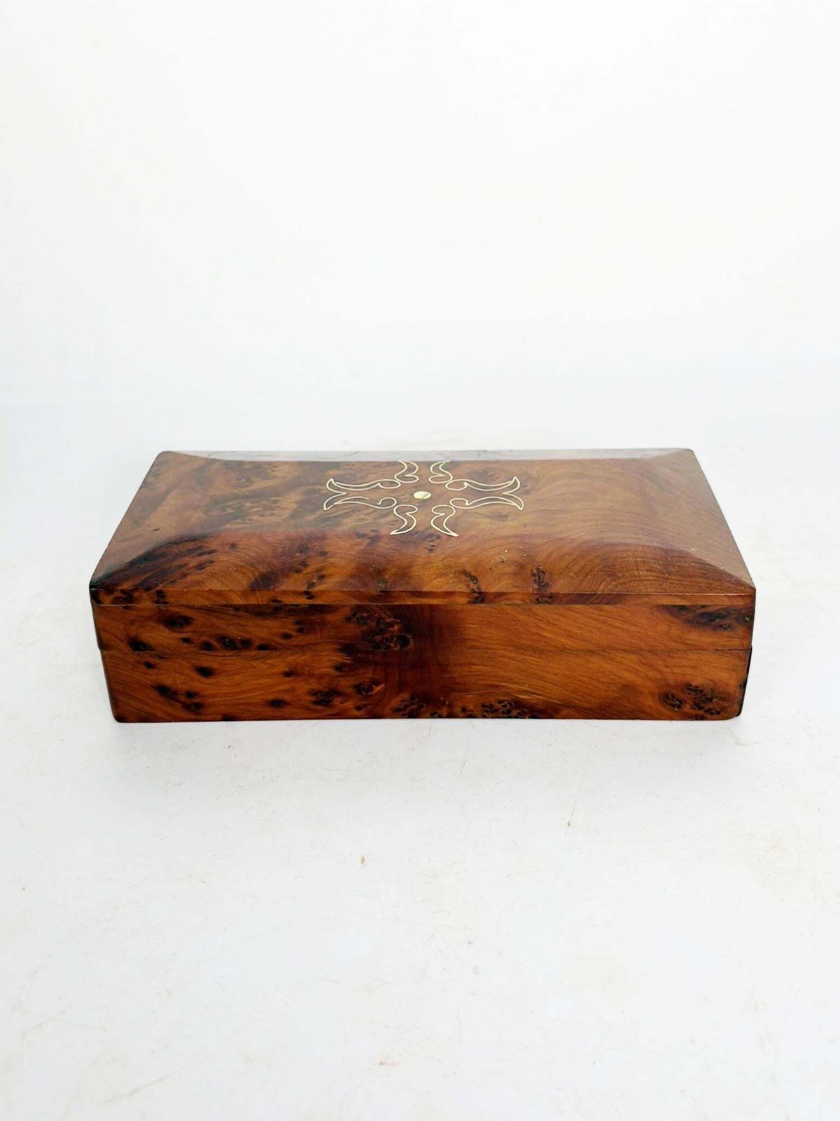Rectangular Wooden Box, Brown With A Central Geometric Pattern, 1970 photo furniture