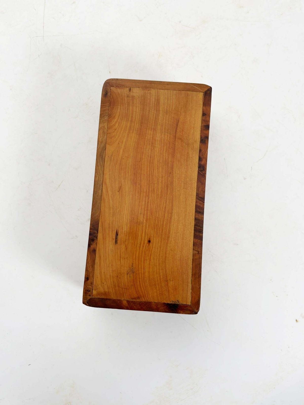 photo furniture Rectangular Wooden Box, Brown With A Central Geometric Pattern, 1970
