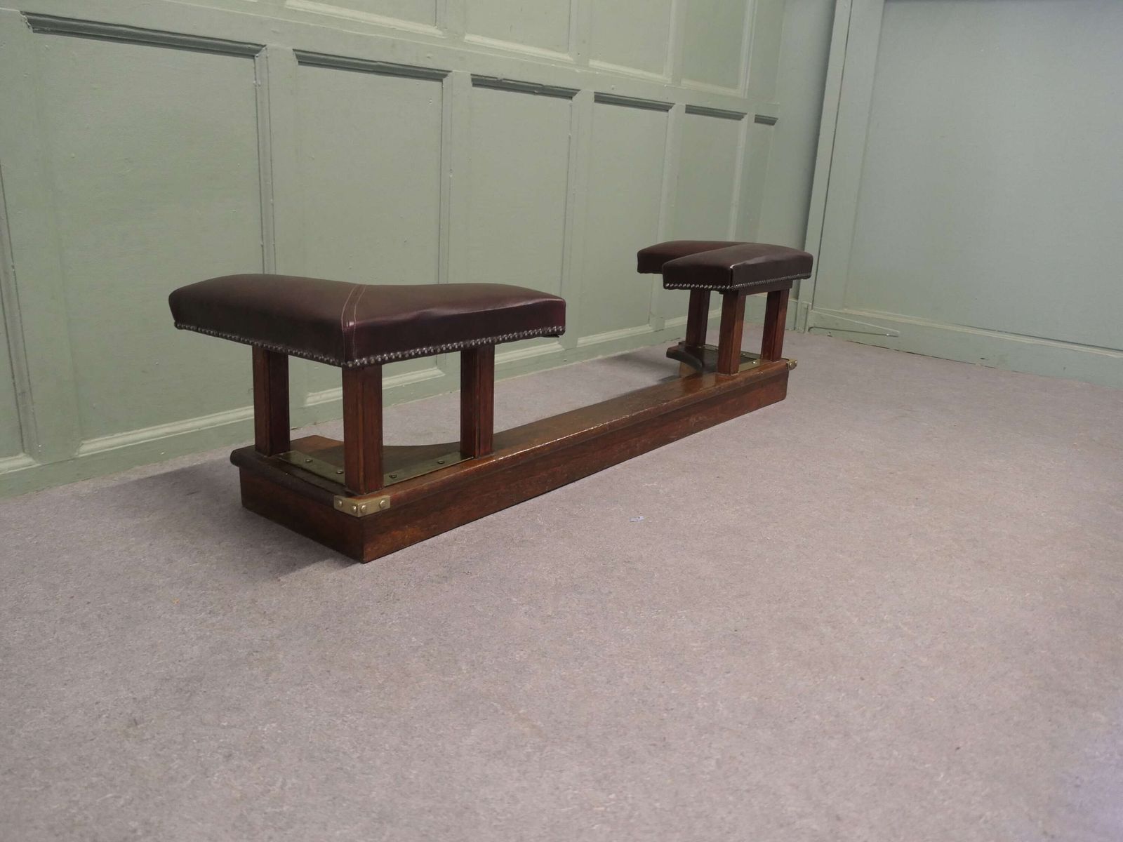 Arts And Crafts Oak And Leather Club Fender, Inglenook Fireside Seat. photo furniture