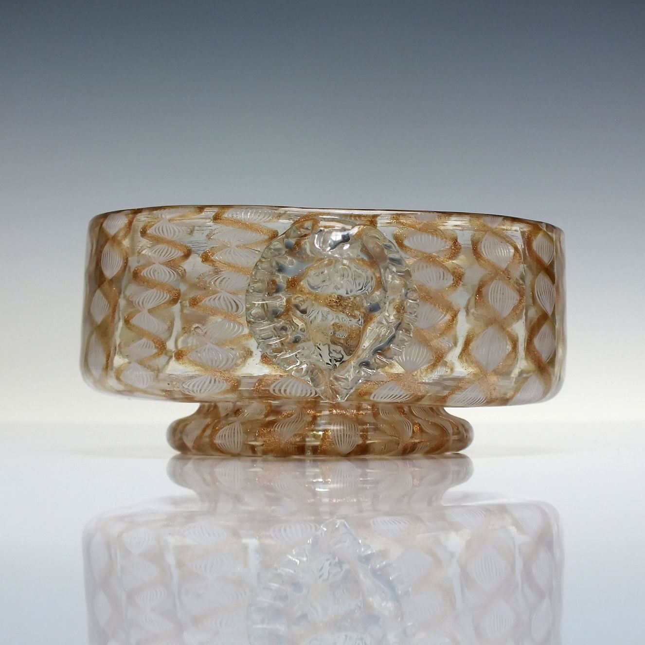 Rare Salviati & C. ‘Cherub’ Zanfirico Filigrana Glass Bowl C1859 72. photo for sale