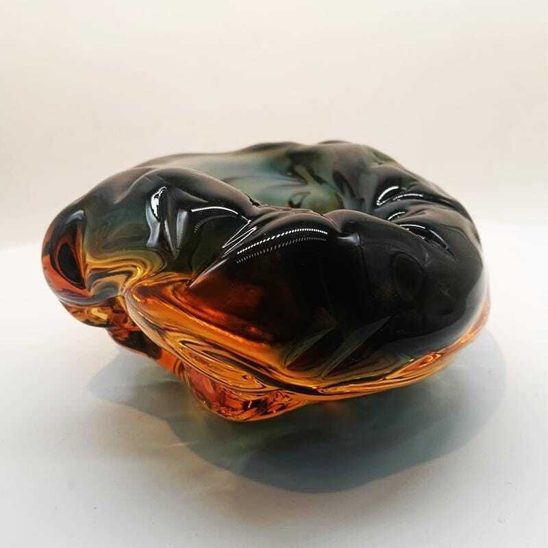 1950s Big Ashtray Completely Hand Blown And Handcrafted In Murano Glass, Made In Italy photo Home Decor
