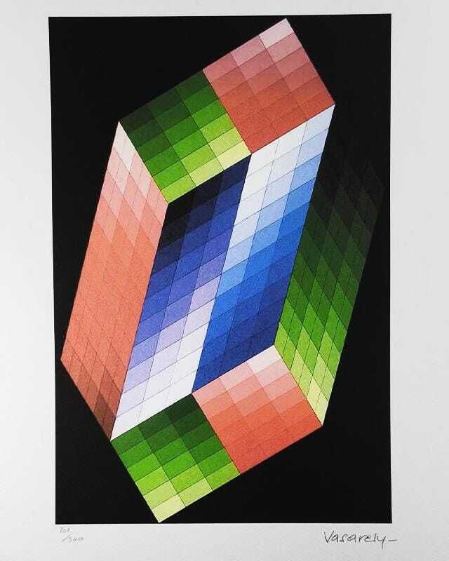 1970s Victor Vasarely Limited Numbered Edition Lithograph. photo furniture