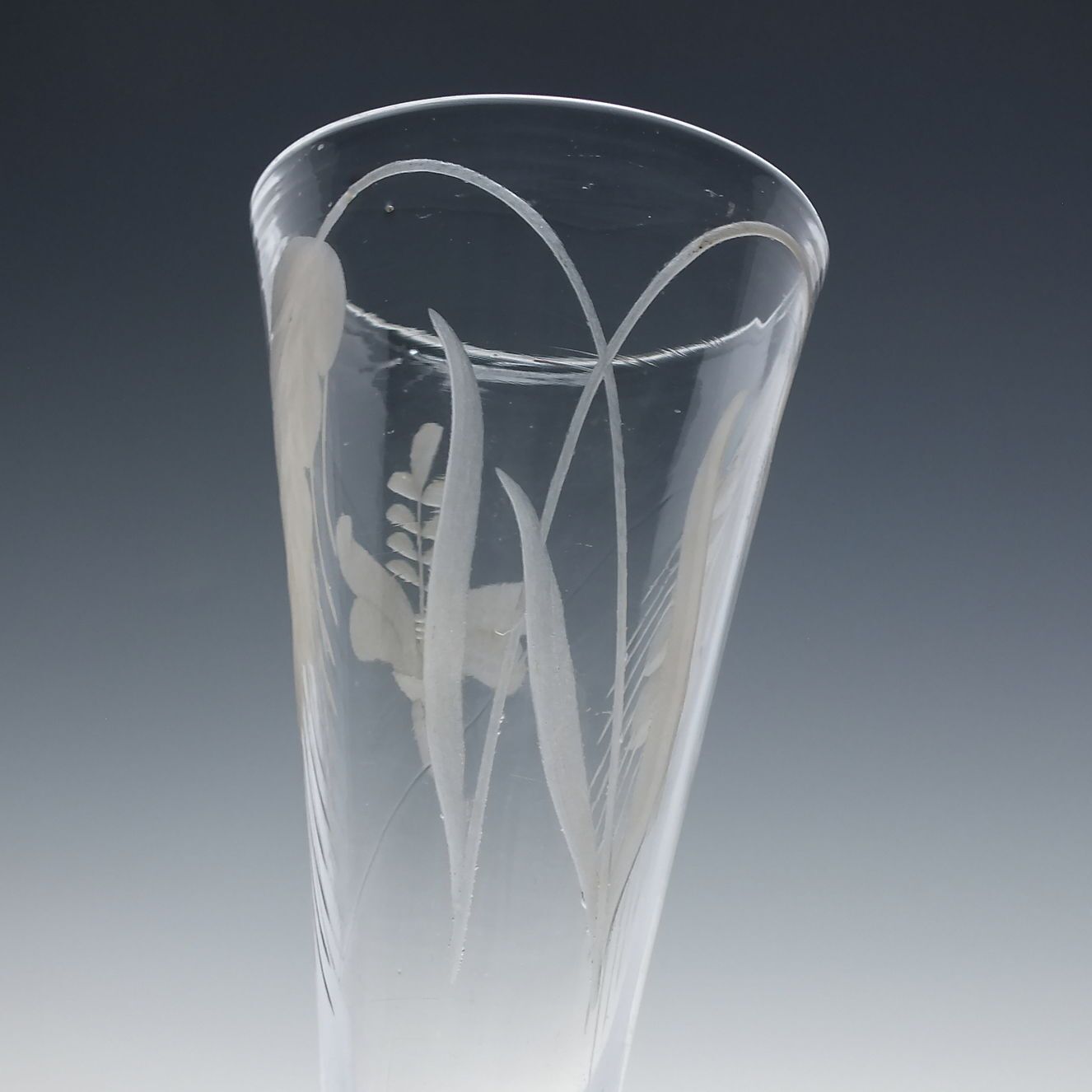 Rare 18th Century Engraved Barley Wine Glass C1745. photo for sale
