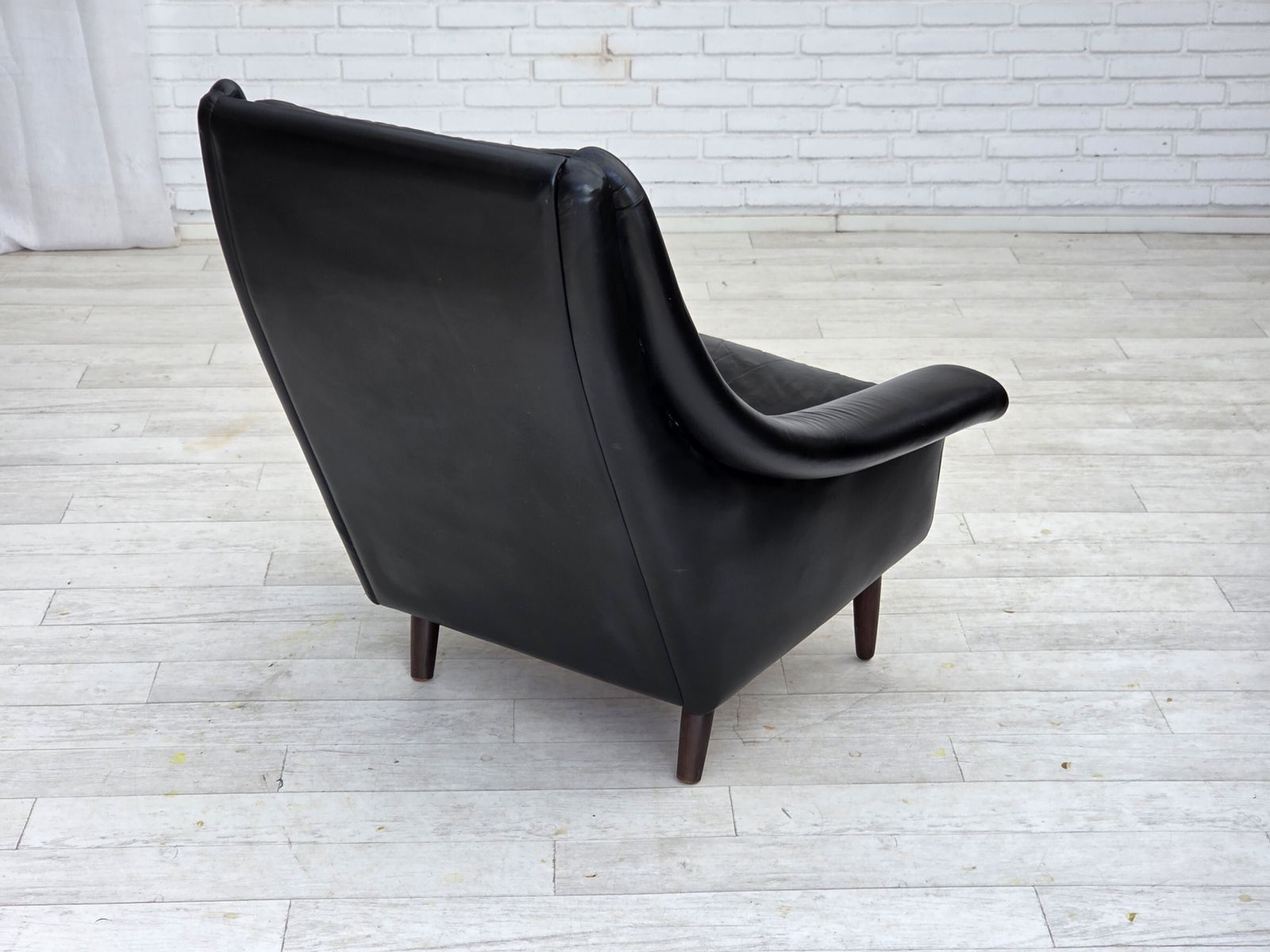 Furniture 1960s, Danish Highback Armchair By Aage Christensen, Furniture Leather. photo