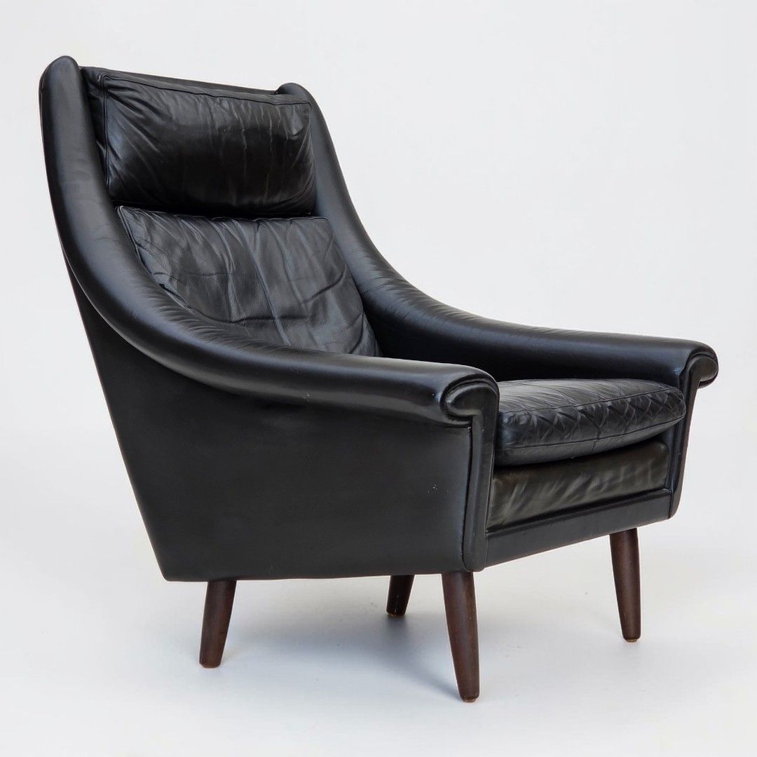 1960s, Danish Highback Armchair By Aage Christensen, Furniture Leather.