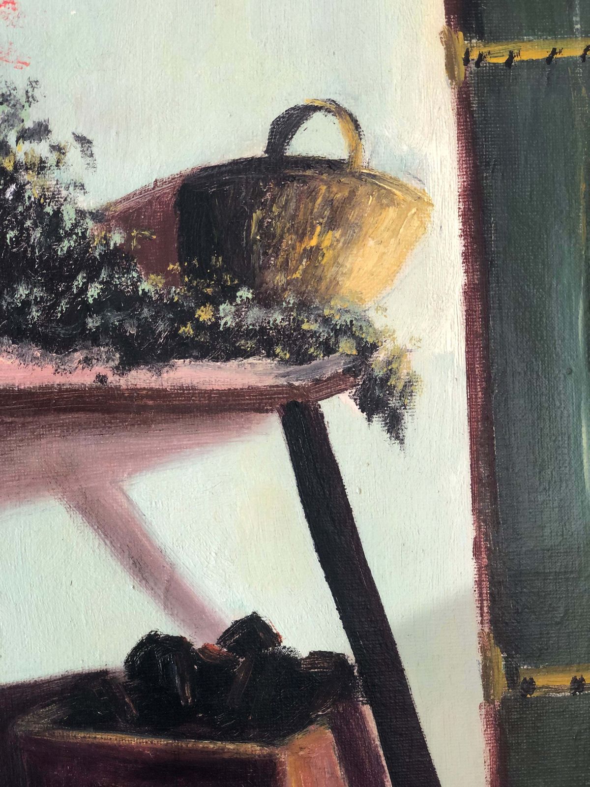 Vintage Original Oil Painting Of A Cottage Interior, C. 1940 photo buy