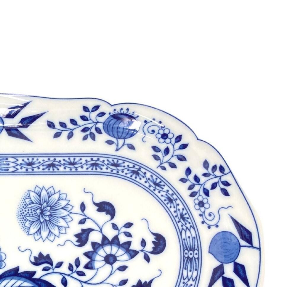 Porseleinen Roomkannetje Suikerschaal Blad | Ovaal Blauw Uienpatroon | Hutschenreuther Zwiebelmuster photo 72.0