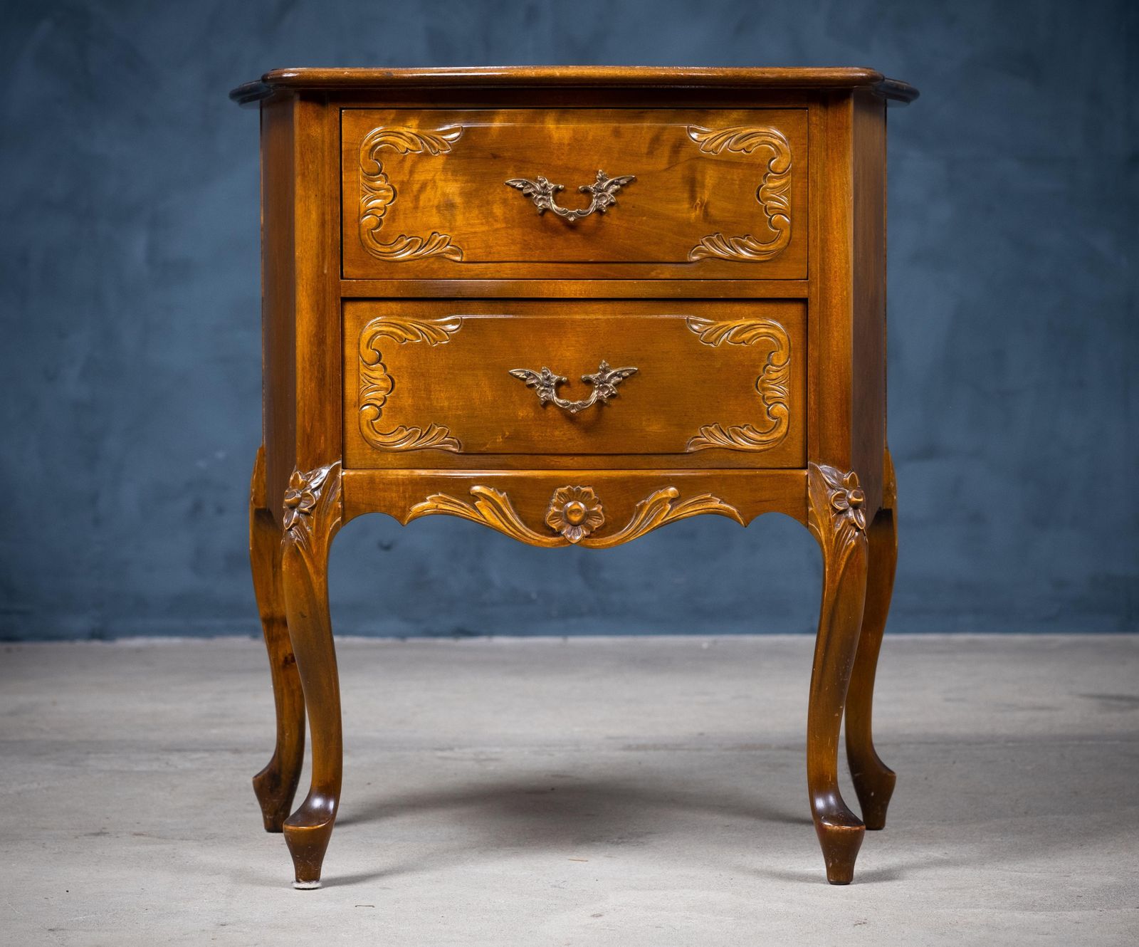 French Louis XV Style Bedside Tables, 20th Century, Set Of 2 photo vintage