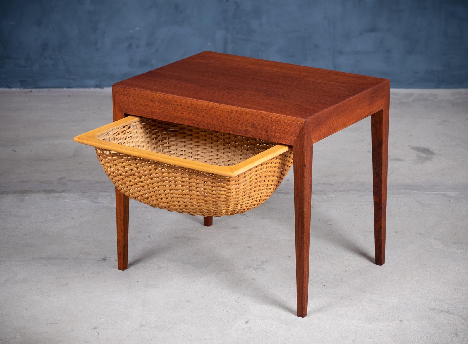 Mid Century Teak Nightstand Or Sewing Table By Severin Hansen For Haslev, 1950s photo Furniture