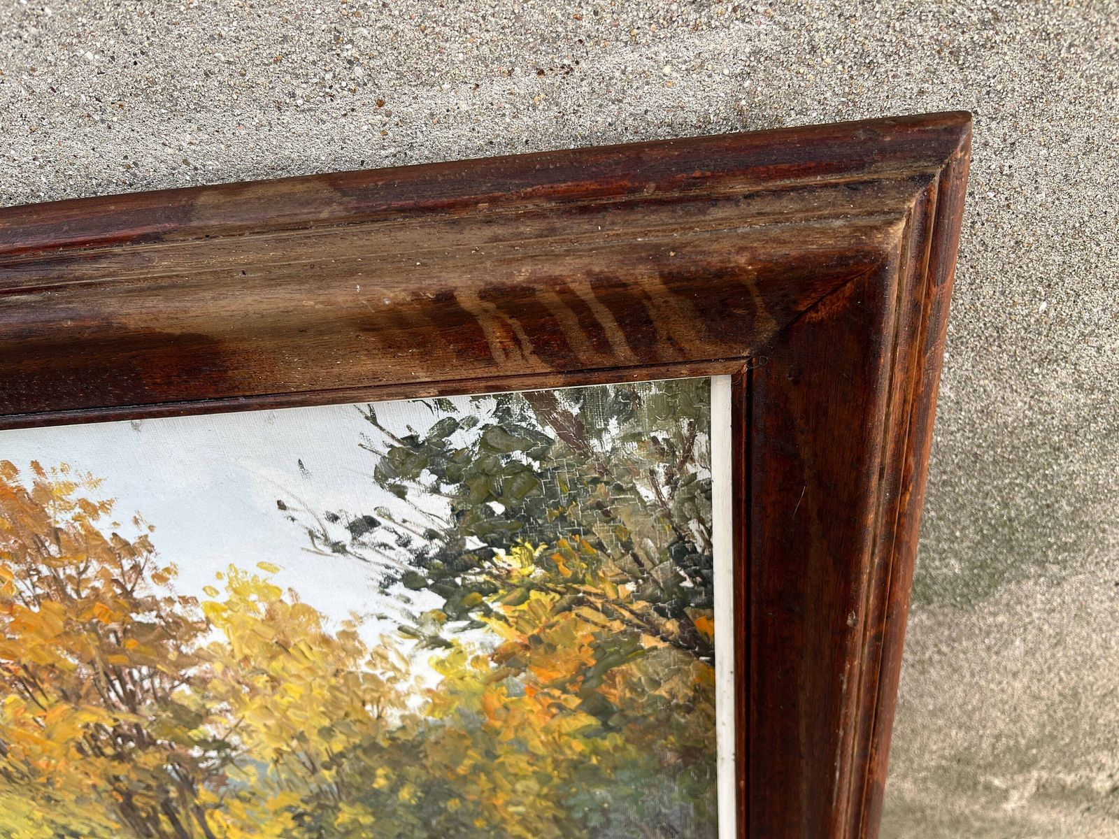 Original 1950s Oil On Canvas Of A French Fall Landscape, Antique Still Life Painting "Fall Leaves" photo buy