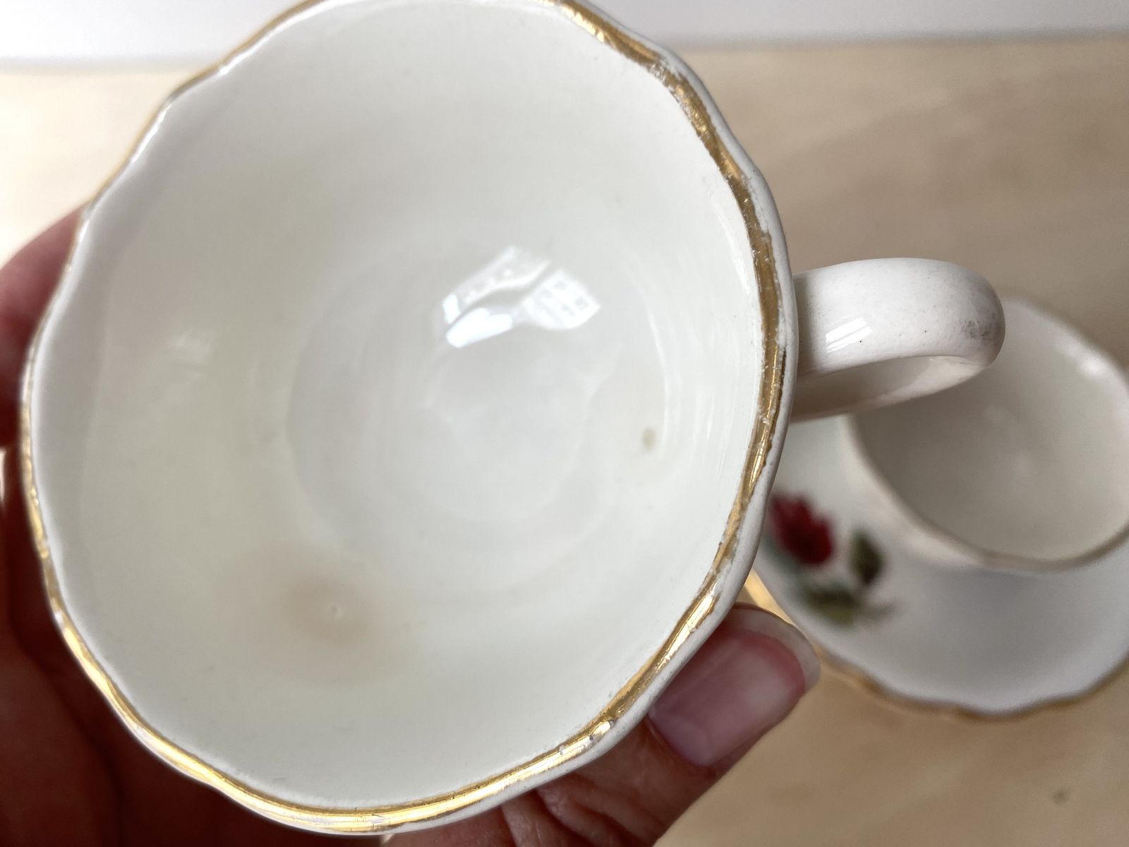 photo for sale Set Of 2 Coffee / Tea Cups "Chambord" By Gien France, Vintage Earthenware Coffee Set, Cups + Saucers