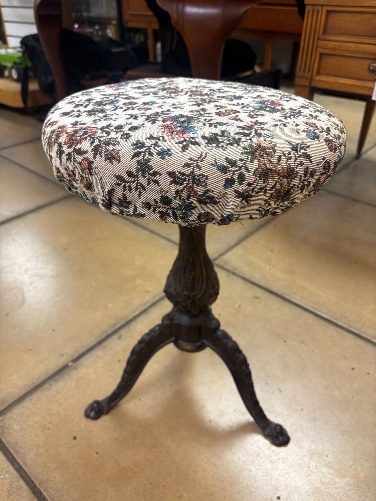 Antique Victorian Cast Iron Piano Stool photo vintage