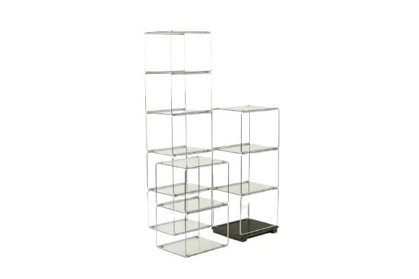 Set Of 3 Shelves In Chrome Plated Metal And Glass. 1970s