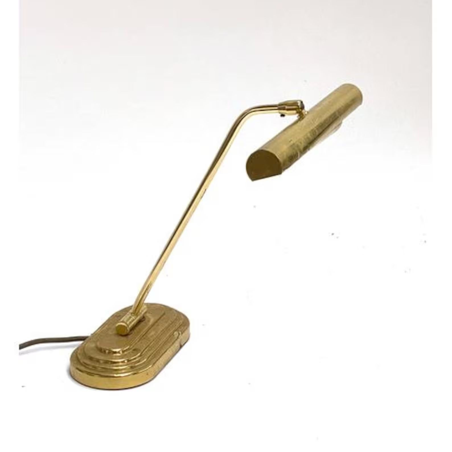 Vintage Brass Bankers Desk Lamp – Adjustable Piano / Picture Light – 36cm Wide – Classic Library Style