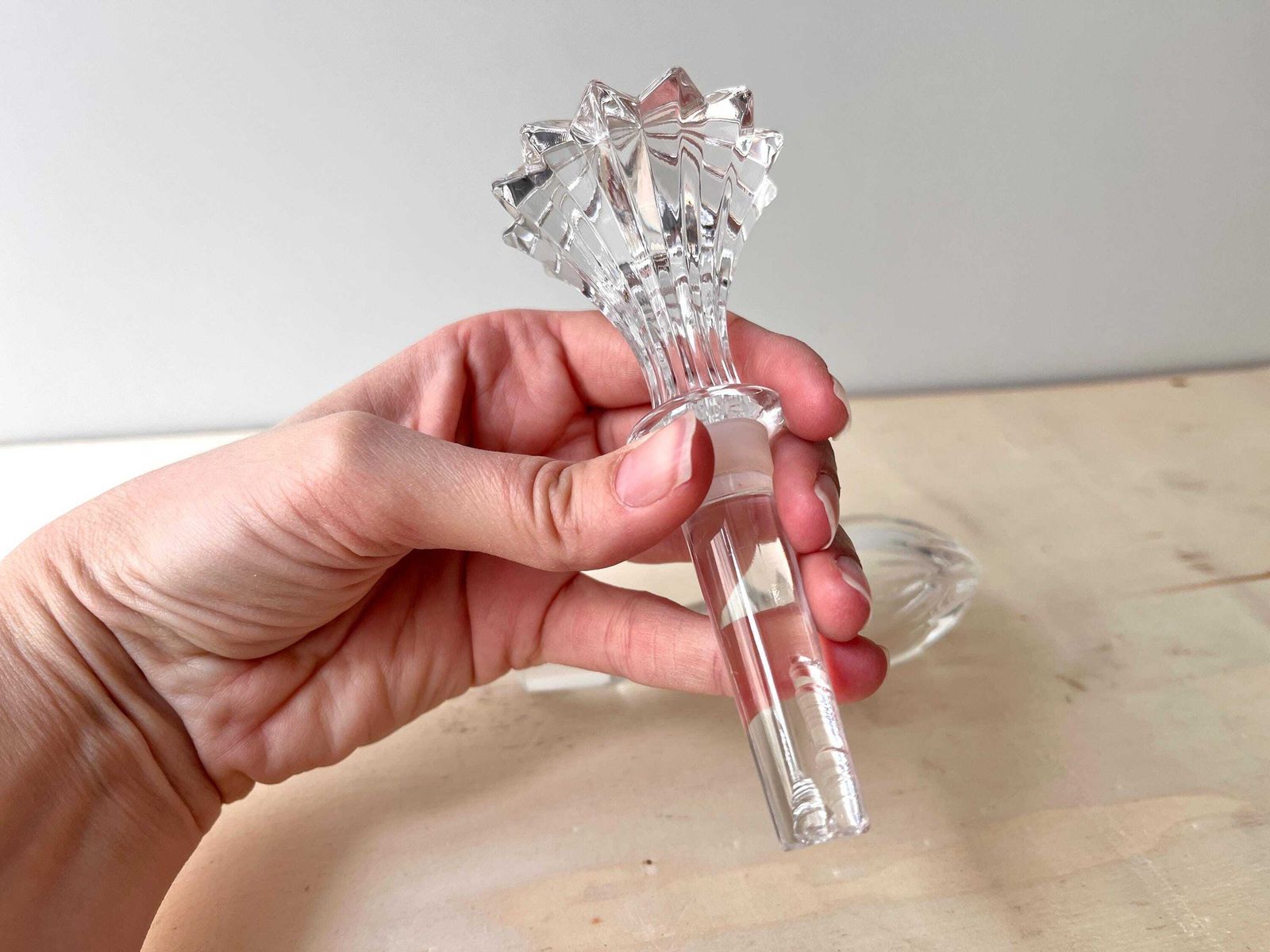 photo furniture Set Of 2 French Antique Cristal Decanter Stoppers, Vintage 1940's Clear Glass Stoppers