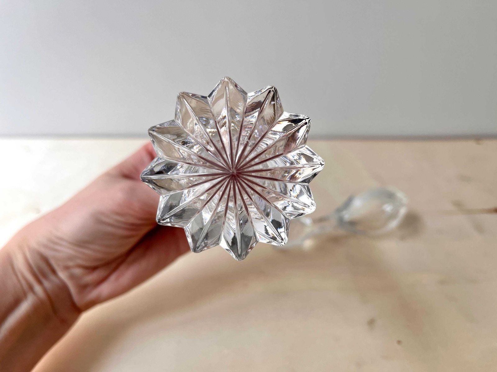 photo for sale Set Of 2 French Antique Cristal Decanter Stoppers, Vintage 1940's Clear Glass Stoppers
