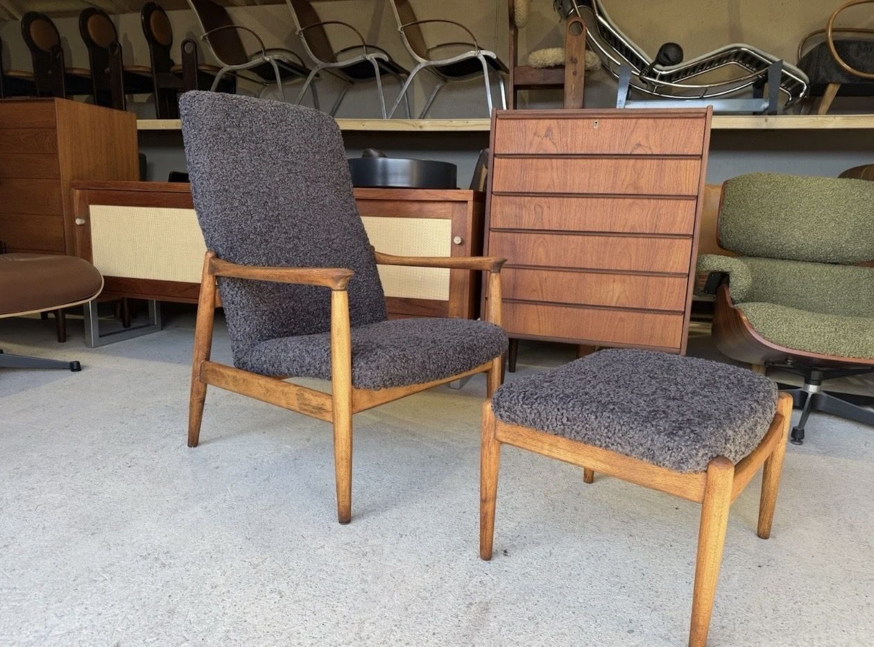 Mid Century Armchair With Footstool By Edmund Homa Gfm 64 Design 1960s photo furniture