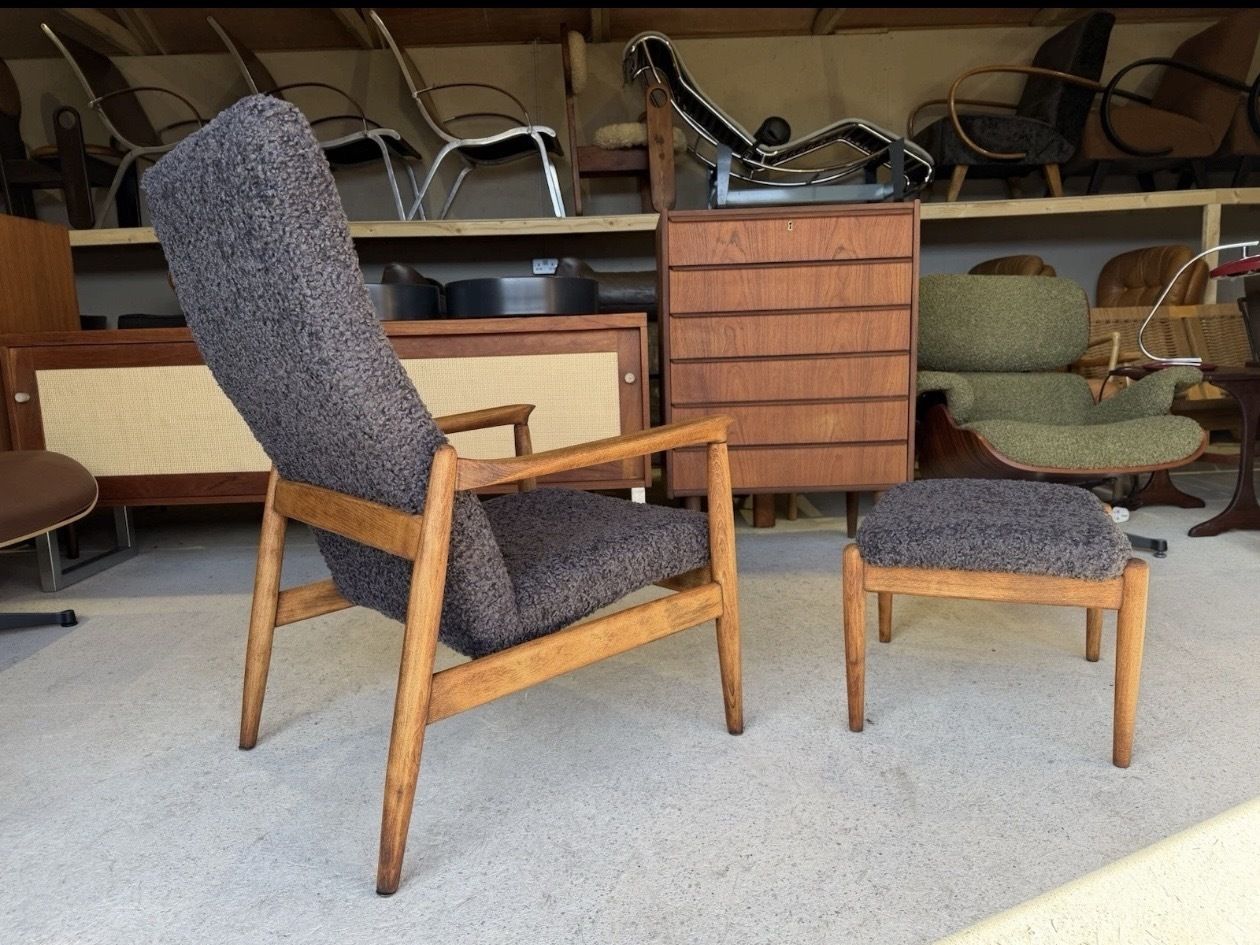 Mid Century Armchair With Footstool By Edmund Homa Gfm 64 Design 1960s photo for sale