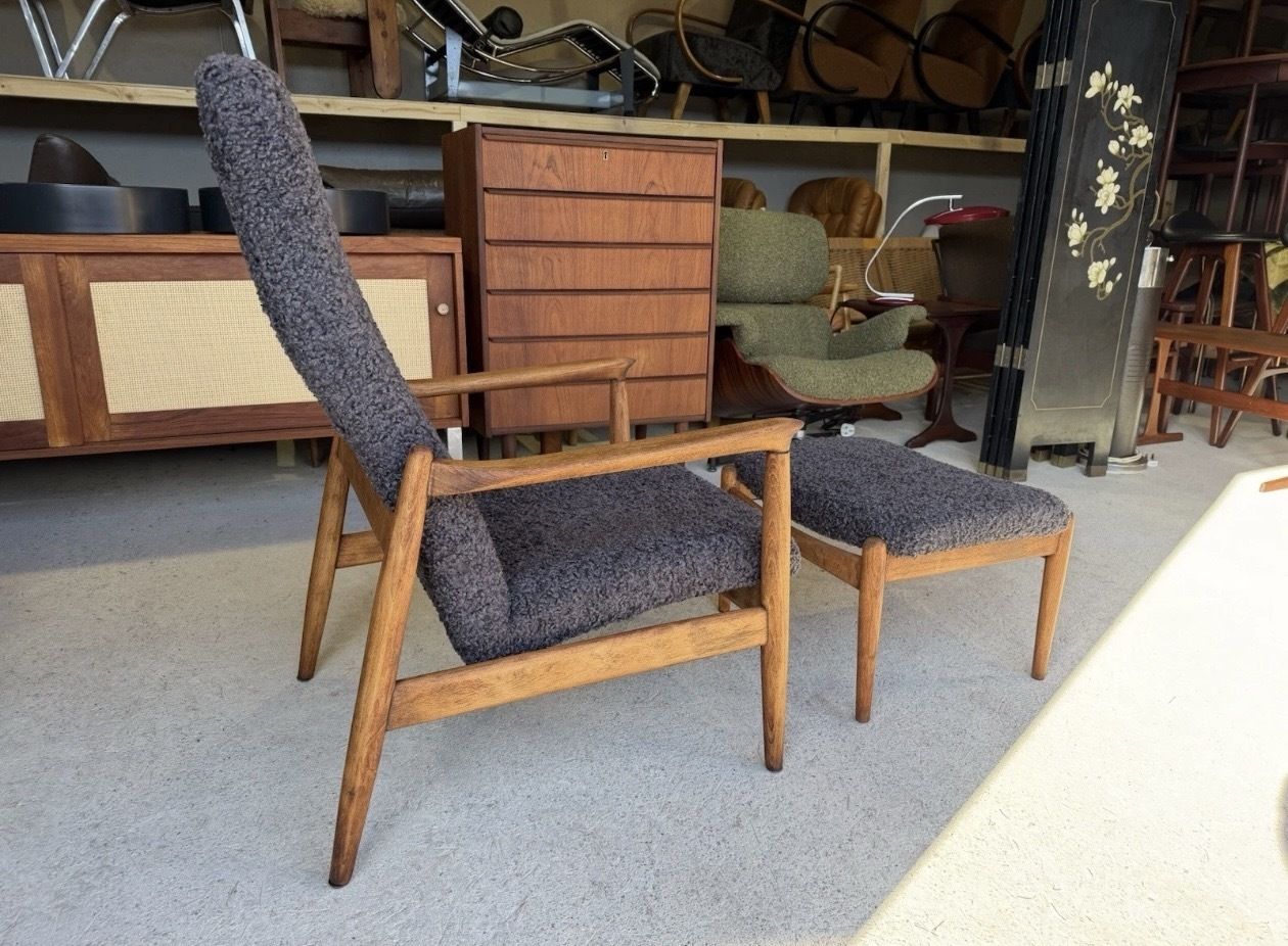 Mid Century Armchair With Footstool By Edmund Homa Gfm 64 Design 1960s photo vinterior