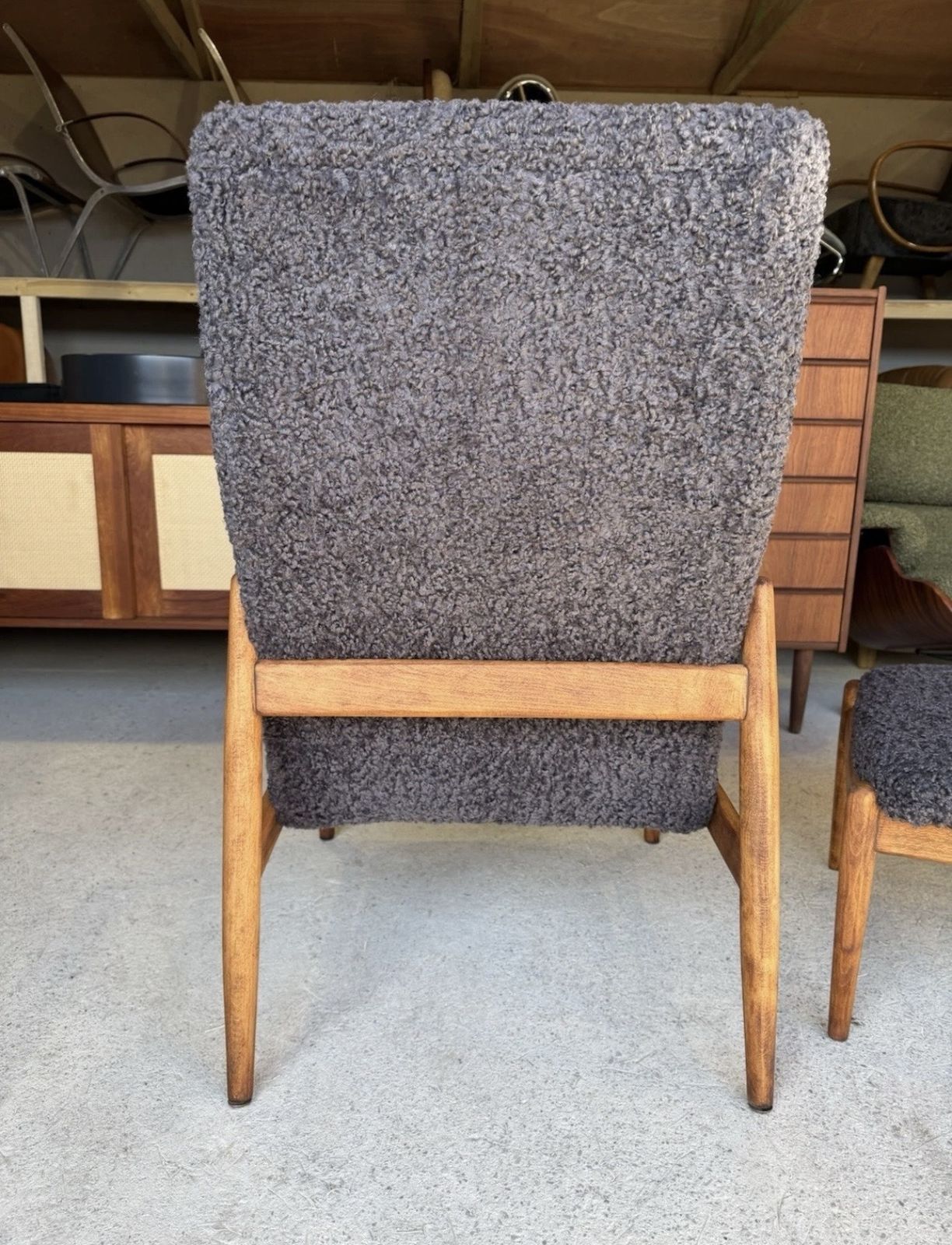 Furniture Mid Century Armchair With Footstool By Edmund Homa Gfm 64 Design 1960s photo