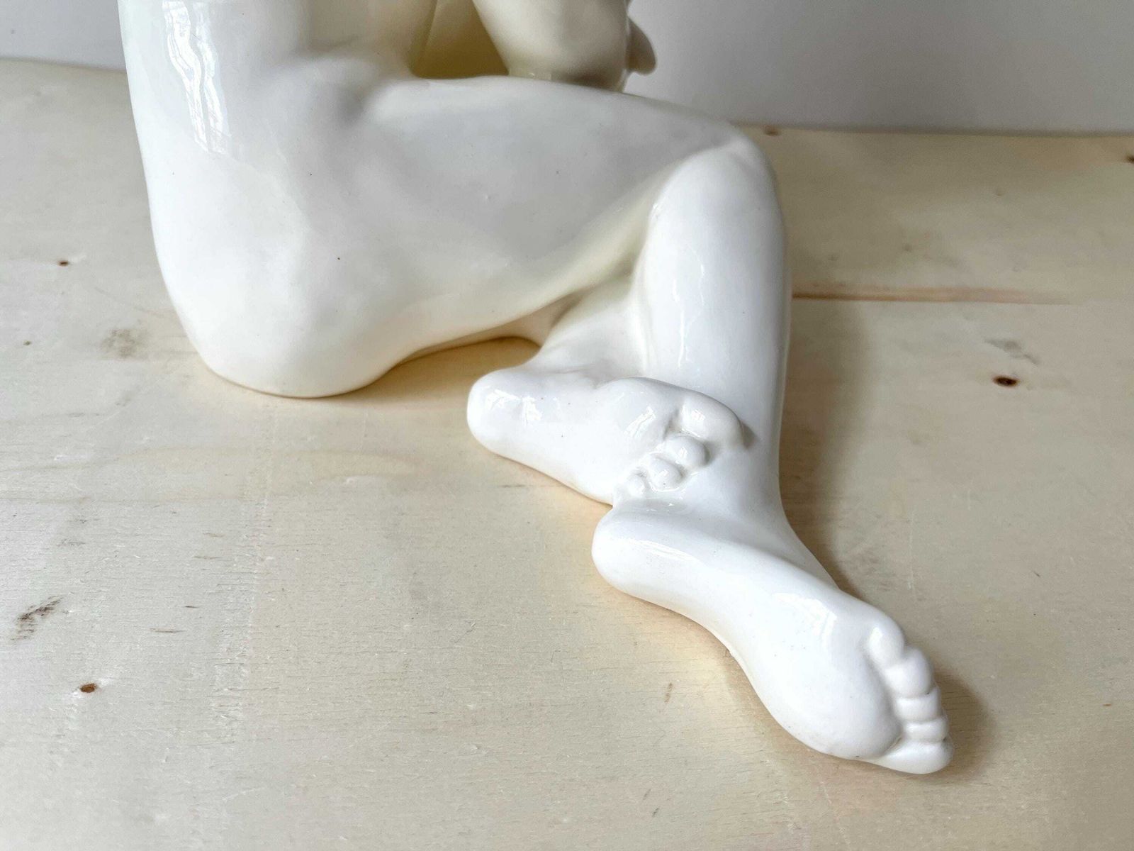 Large Art Deco Sculpture In German Porcelain 'The Child And The Rabbit' By Max Roesler, Original Signed Antique Subject, Fine Bone Statue photo buy