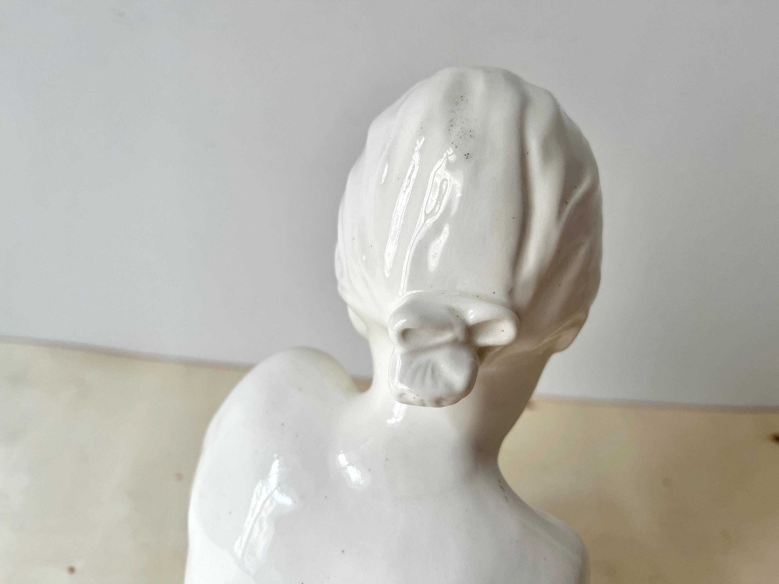 photo furniture Large Art Deco Sculpture In German Porcelain 'The Child And The Rabbit' By Max Roesler, Original Signed Antique Subject, Fine Bone Statue