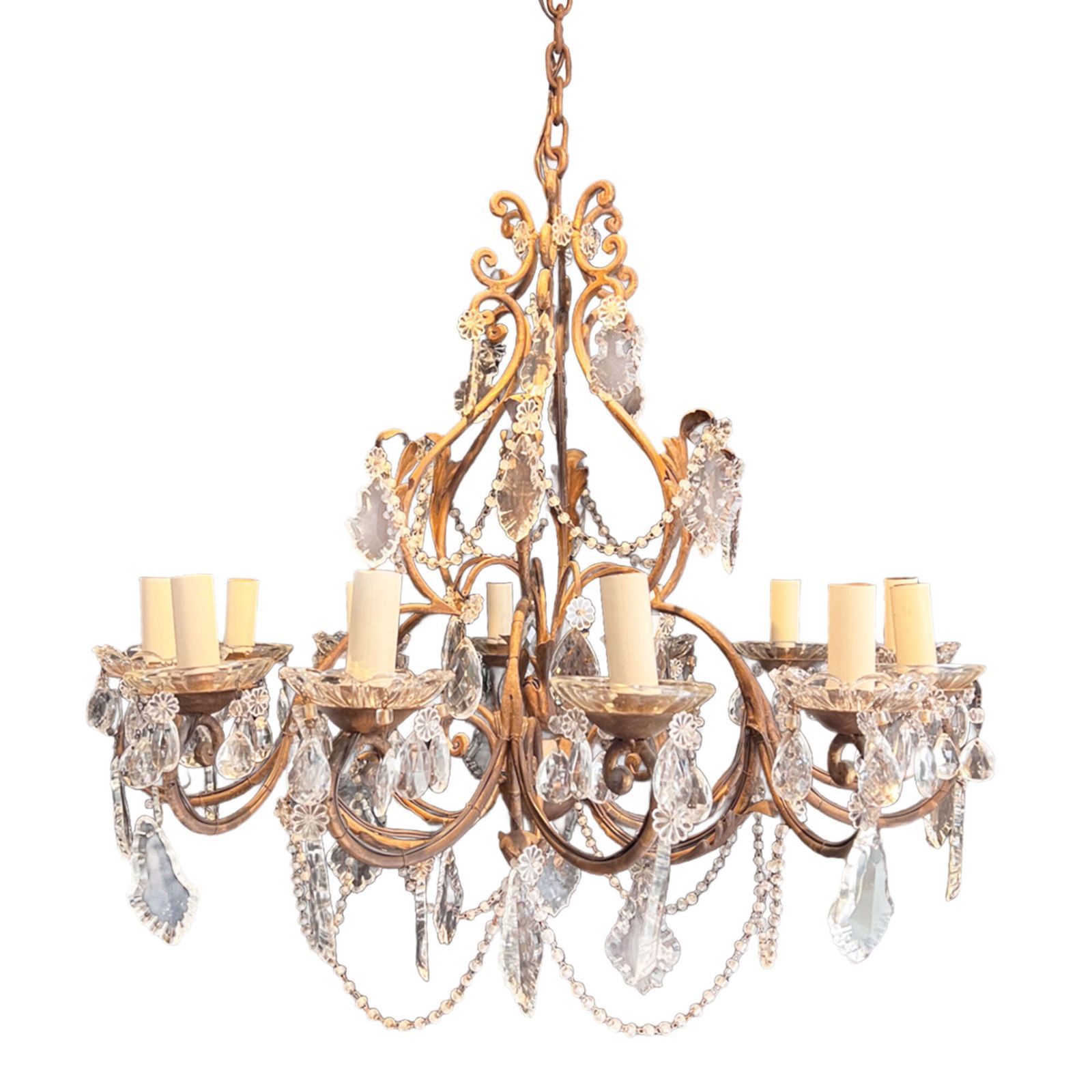 Large & Decorative French Chandelier With Twelve Arms, 1920s photo vinterior