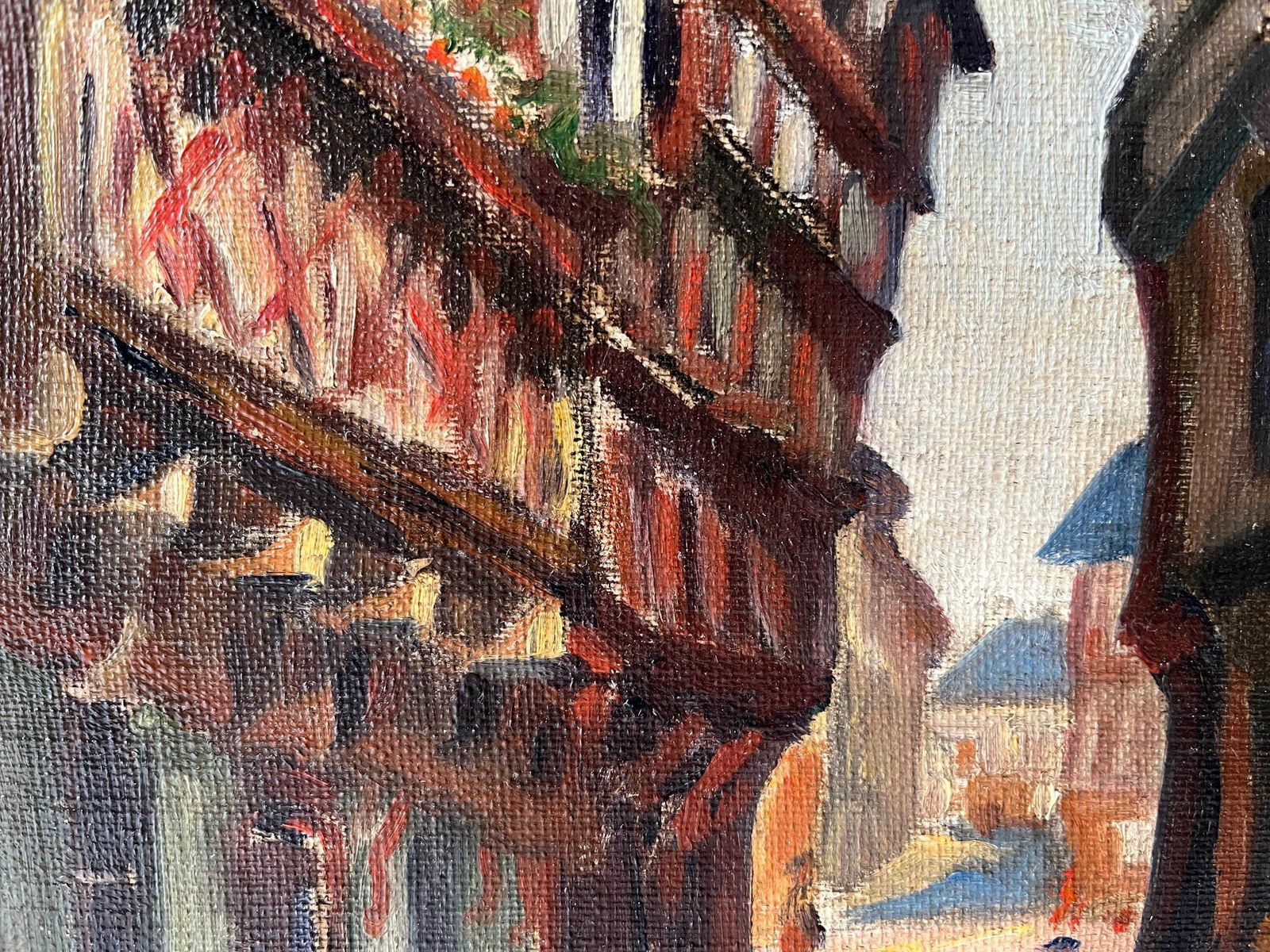 Original 1930s Oil On Panel Of An Alsacian Street View, Antique Painting Of A French Landscape photo 266.0