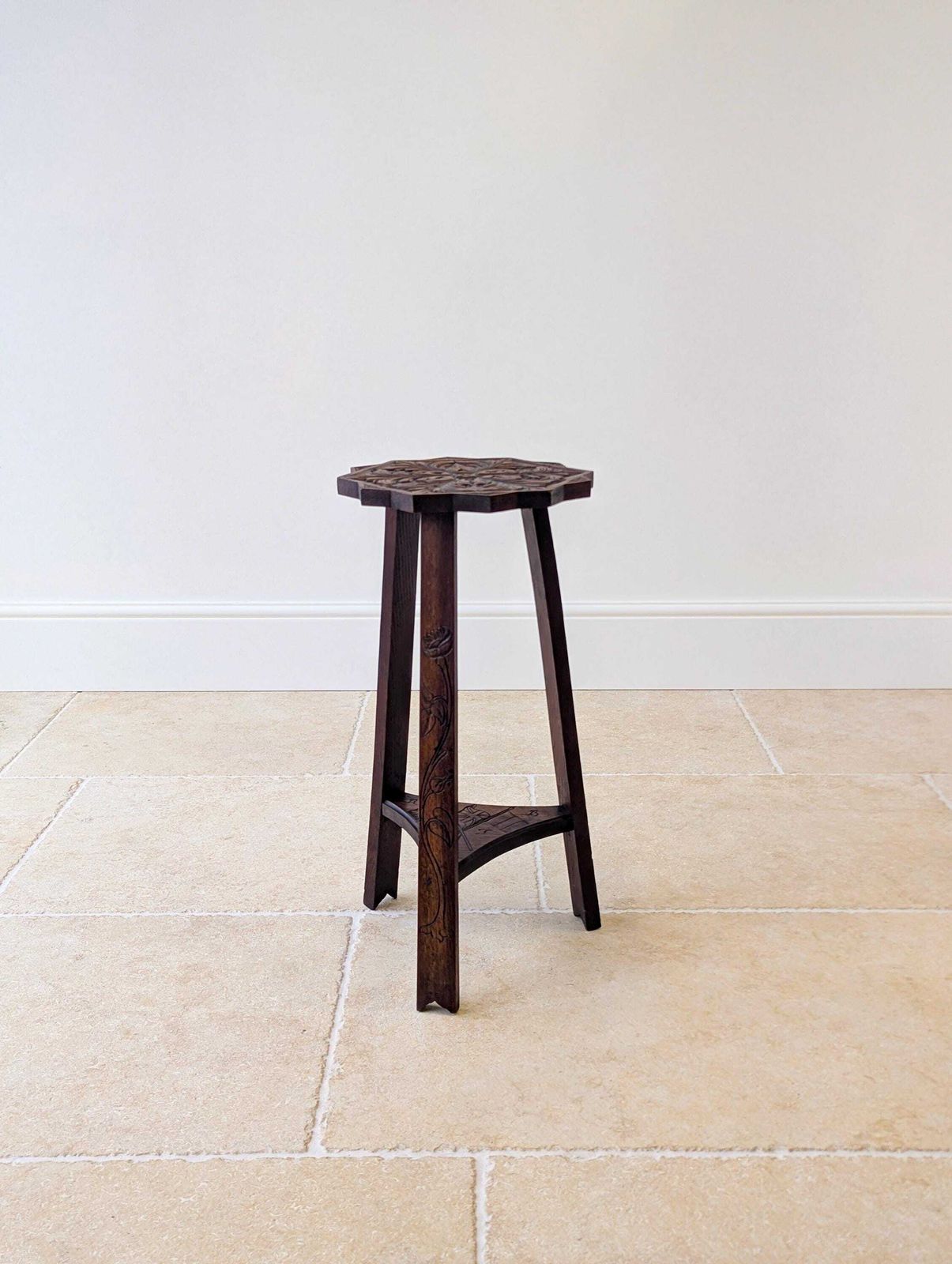 Antique Early 20th Century Carved Oak Commemorative Occasional Table C.1920 photo buy