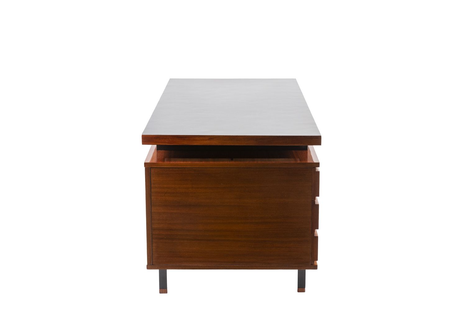 Pierre Guariche, Desk In Mahogany And Lacquered Metal, 1960’s photo vintage