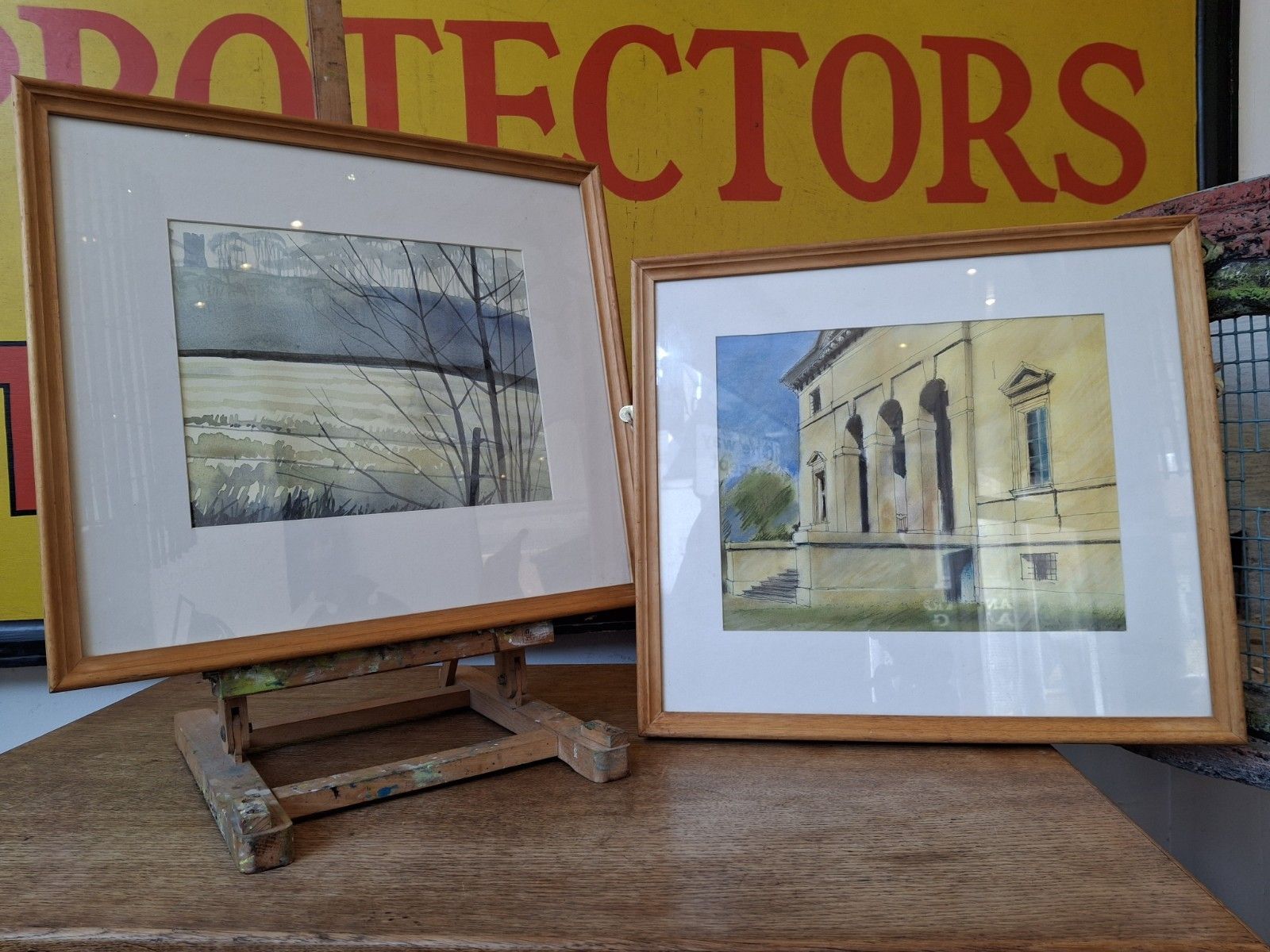 Pair Of Vintage Late 20th Century Framed Watercolours By Philip Bottomley.