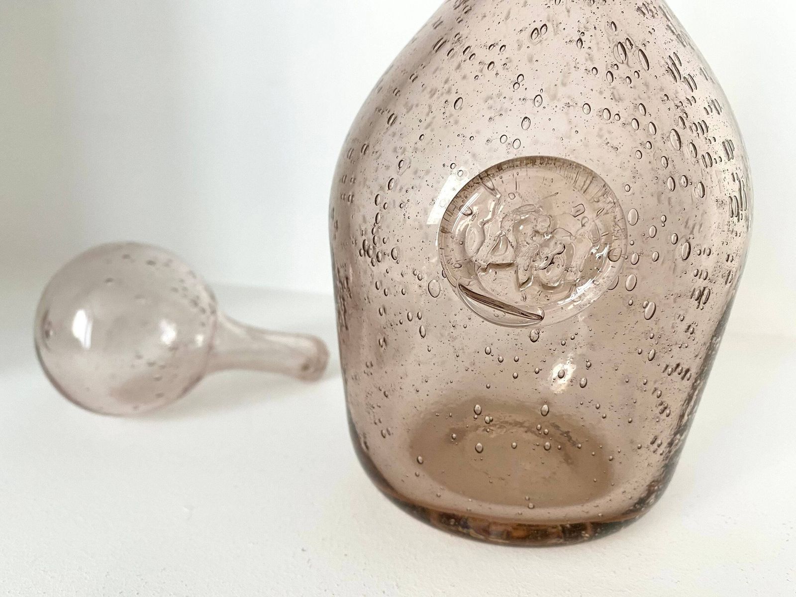 Vintage Biot Bubble Glass Jug, 60s Bottle, French Vintage Decanter photo Home Decor