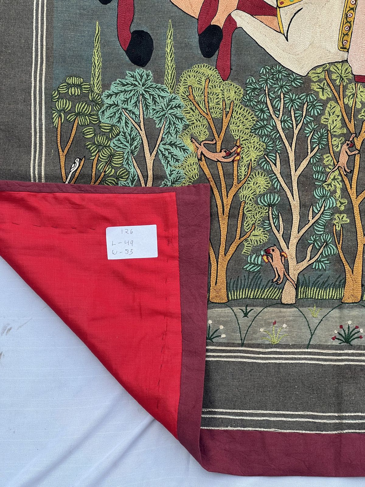 Hand Embroidered Royal Horse Riders  Jhansi Vali Rani Tapestry | Rare Vintage Mughal Indian Textile| Eco Friendly Vegetable Dyes Circa 1980s photo 3700.0