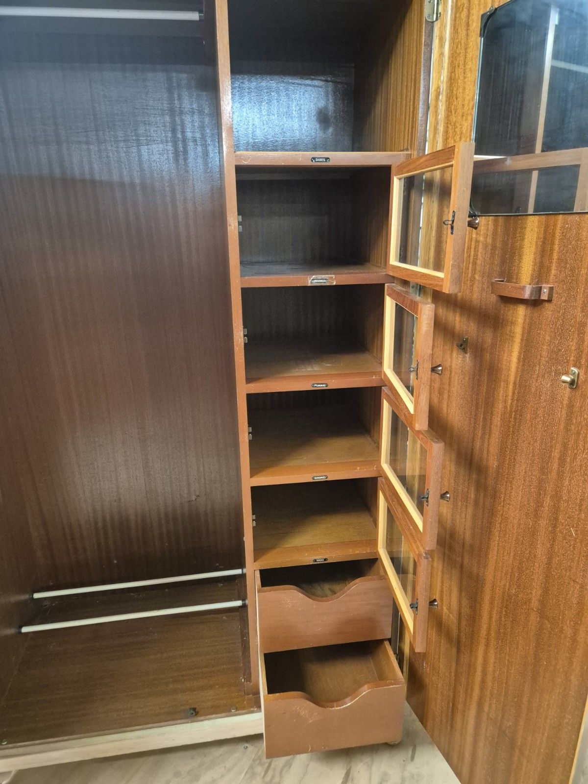 Mid Century French Style Walnut Works Gentleman's Wardrobe photo Furniture