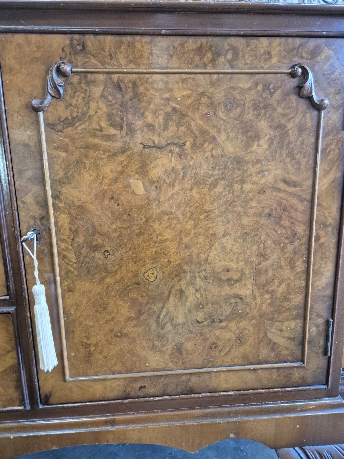 Archie Shine 1930s Queen Anne Style Burr Walnut Sideboard photo for sale