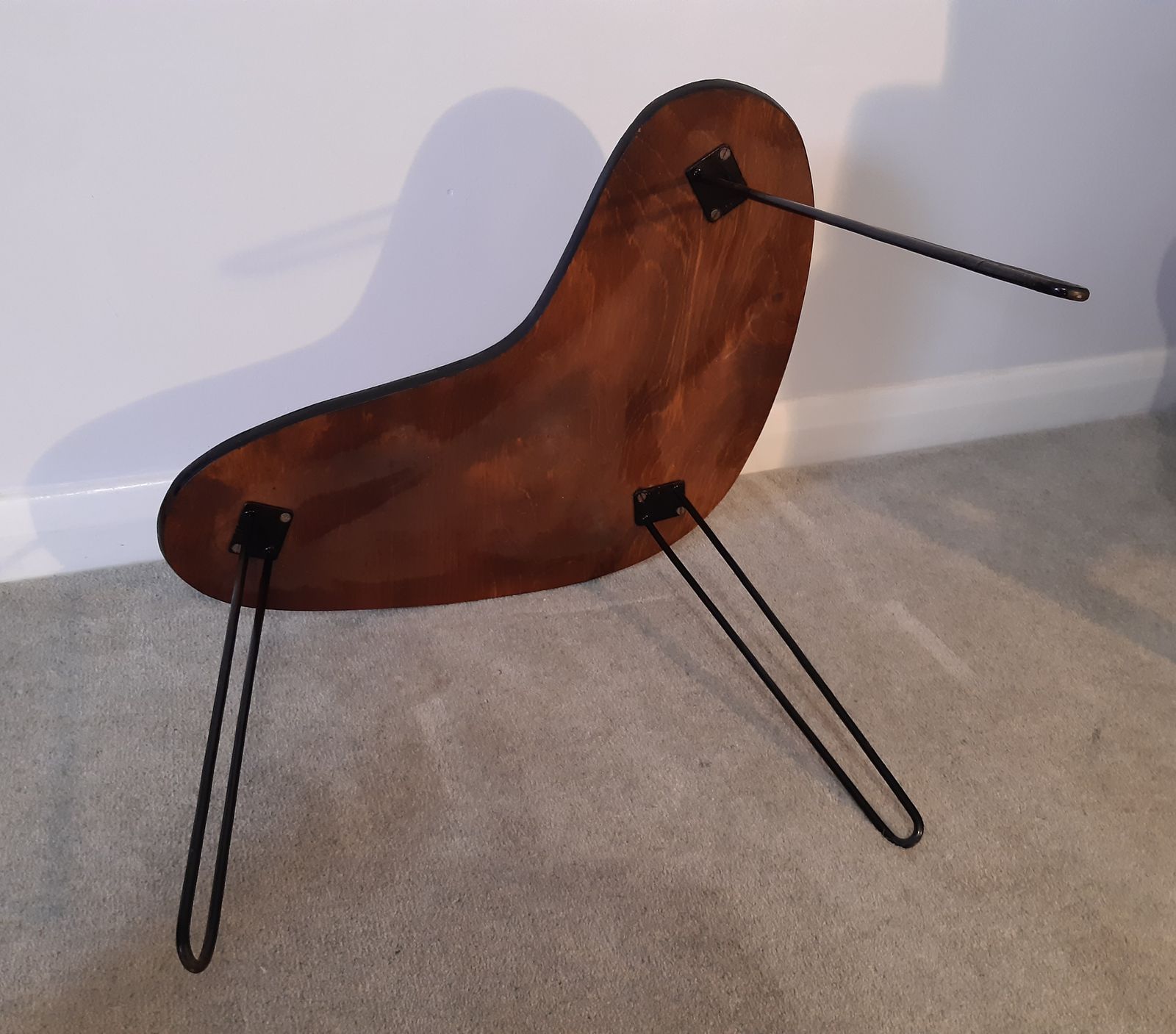 Vintage Boomerang / Kidney Coffee Or Side Table With Hairpin Legs, Mcm 1960's photo vinterior