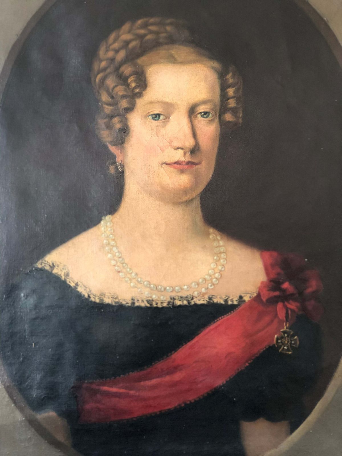 Paar Antieke Olieverf Portretschilderijen Van Een Duitse Baron En Barones, Ca. 1870 photo vinterior