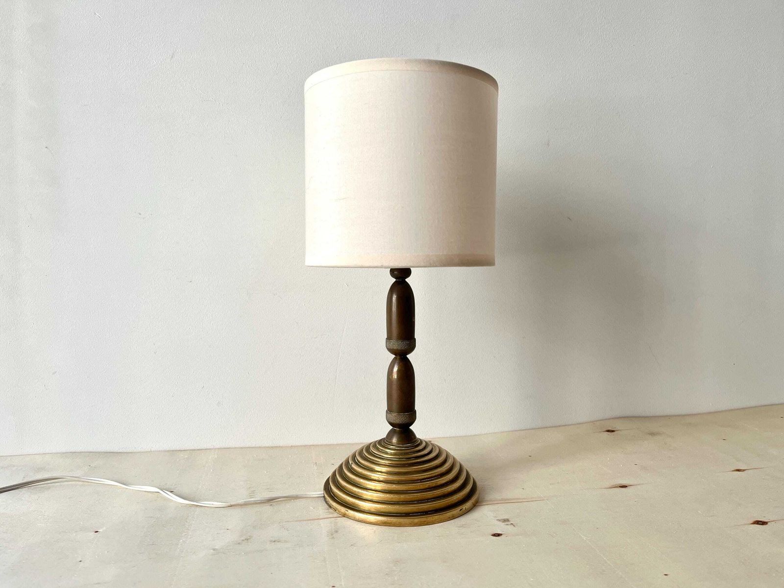 50s "Acorns" Bronze Lamp, Vintage Modernist Lighting, Midcentury Hollywood Regency Lamp