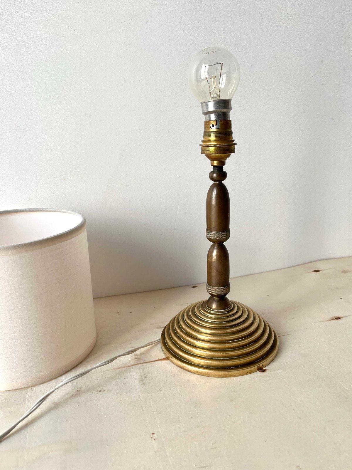 50s "Acorns" Bronze Lamp, Vintage Modernist Lighting, Midcentury Hollywood Regency Lamp photo vintage