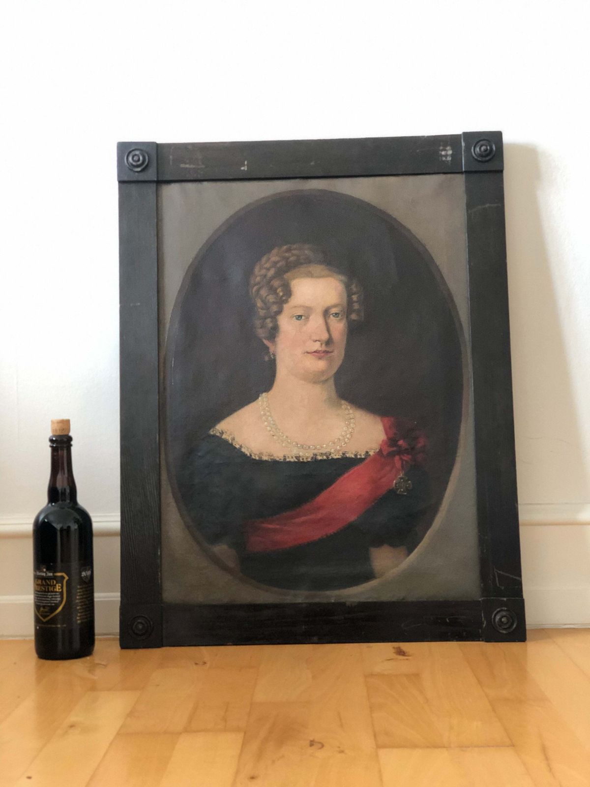 photo furniture Antique Biedermeier Portrait Painting Of A German Baroness, C. 1870