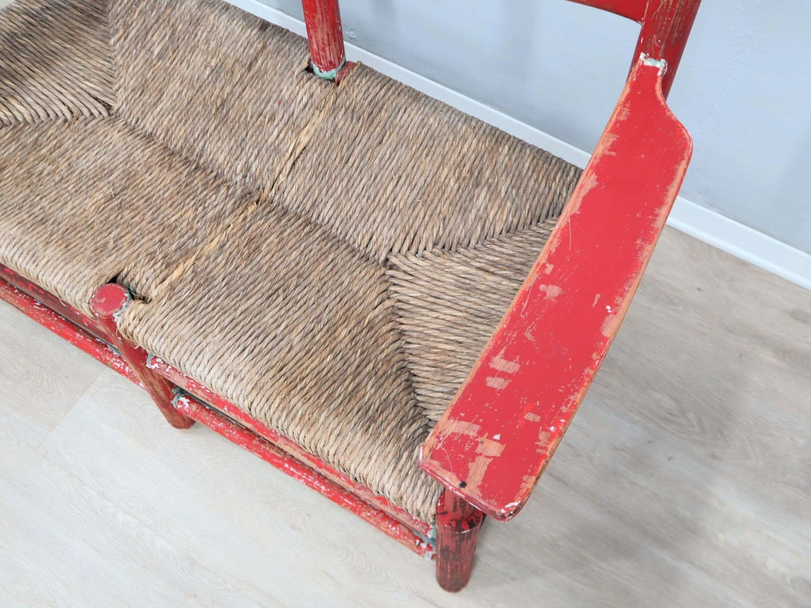 1930s Italian Rustic Wooden Country Chic Bench photo vinterior