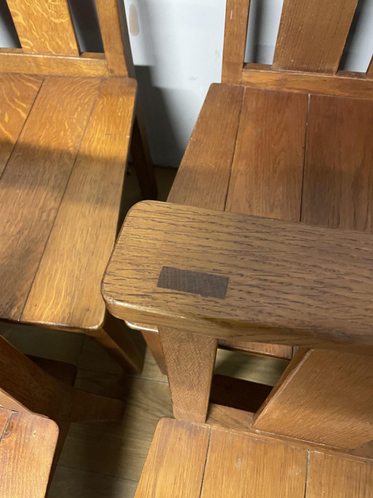 Furniture Set Of 10 Golden Oak Acorn Man Chairs Ex York Minster photo